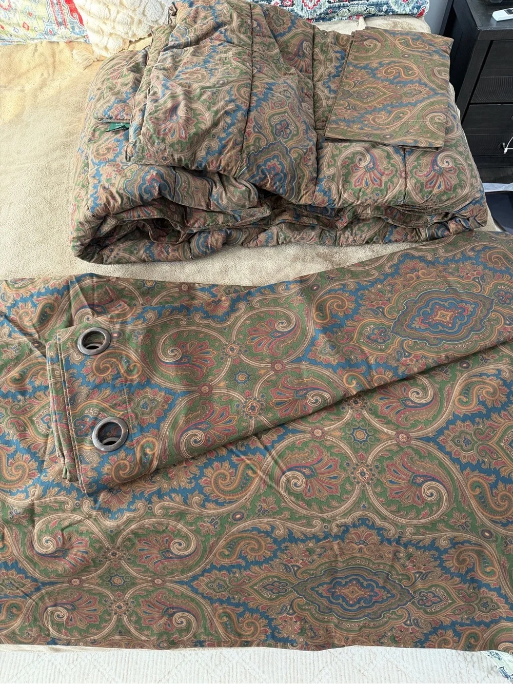 Vtg Ralph Lauren Brianna Paisley Full/Queen Comforter 2 Pillowcases & 2 Drapery